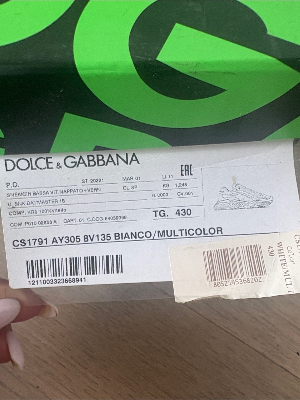 Dolce & Gabbana White Sneakers with Red DG and Multicolor Paint Splatter - Picture 6 of 7